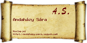 Andaházy Sára névjegykártya